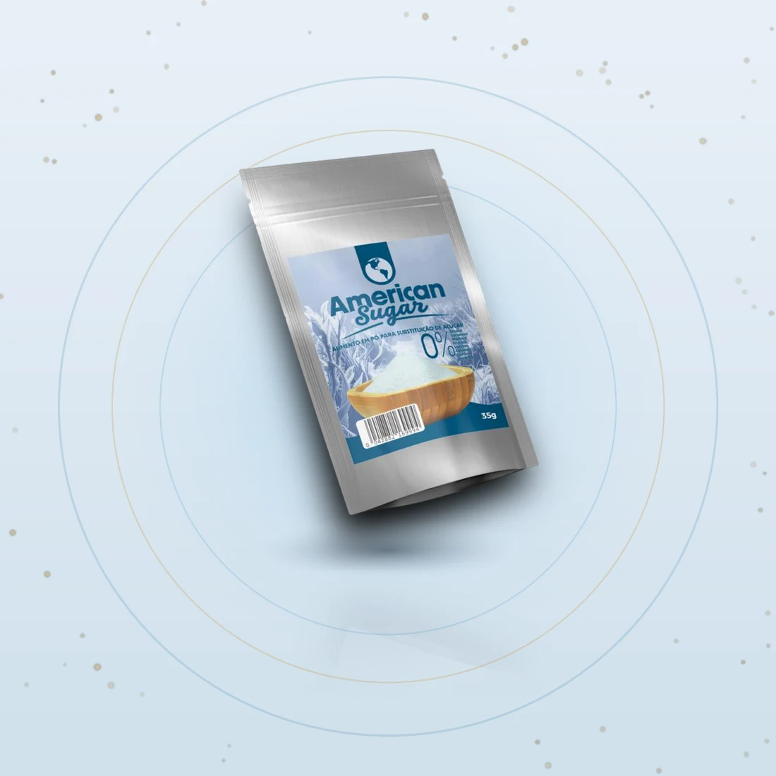 Embalagem de American Sugar de 35 g em destaque